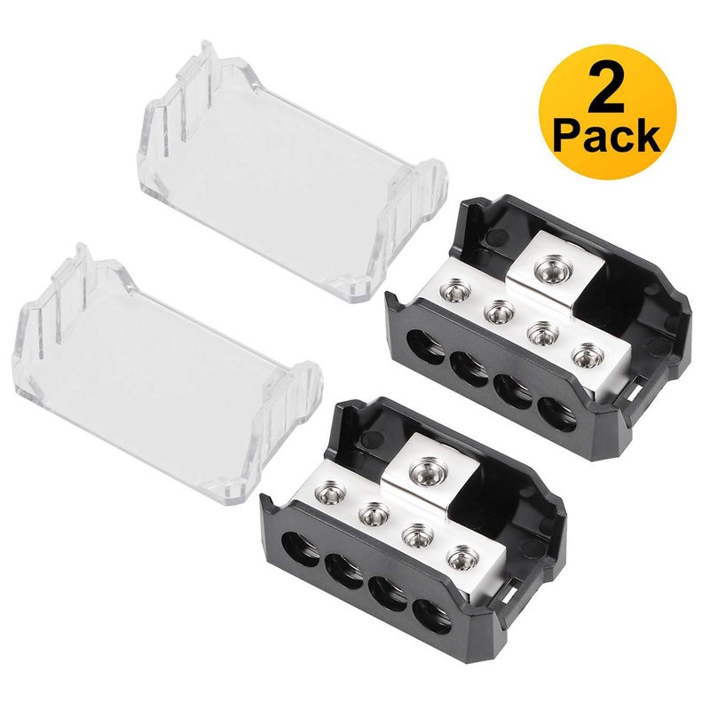VonSom 4 Way Power Distribution Block, 1x 0/2/4 AWG Gauge in / 4X 4/8/10 Gauge Out Amp Power Distribution Ground Distributor Connecting Block for Car Amplifier Audio Splitter 2 Pack - Image 2